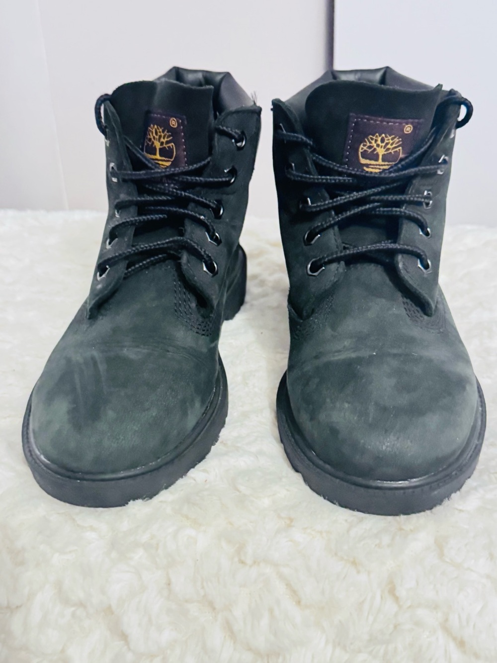 Timberland Boys Black Nubuck Lace-Up Ankle Boots